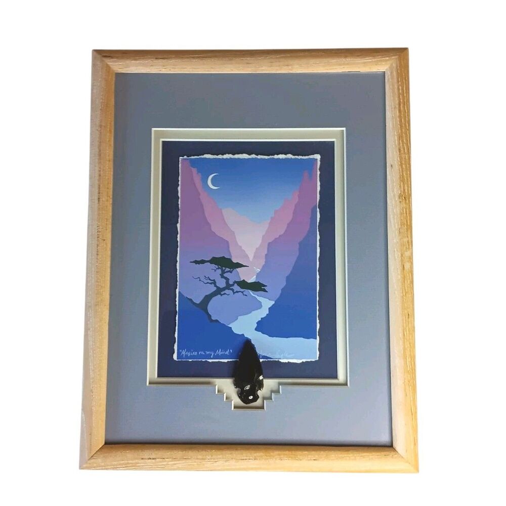 Southwest Lithograph "Mexico On My Mind" Mona Eagle Matted & Framed Purple Pink
